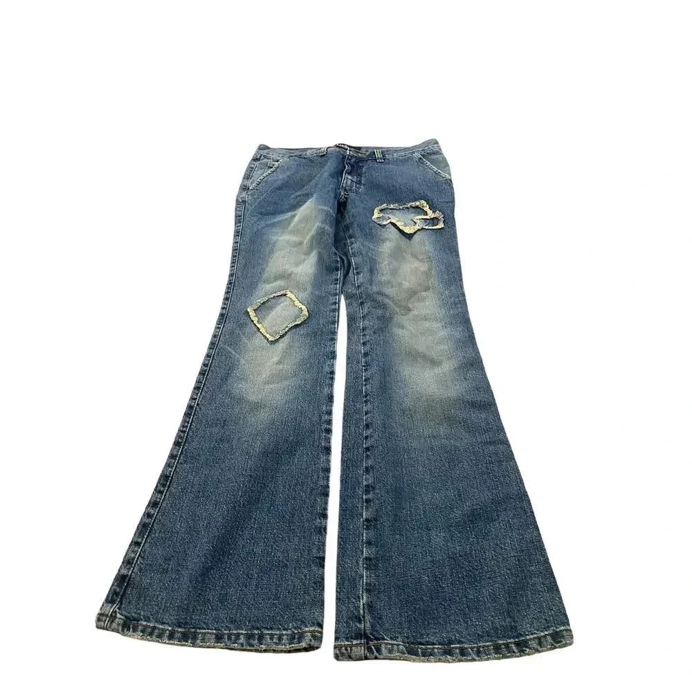 Luella Blue Distressed 5-Pocket Design Boot Cut Jeans Size 11
